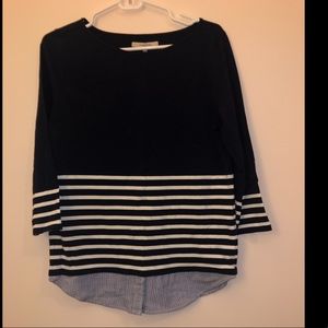 Blue and white striped top